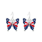 TIIFSWHS American Independence Day Earrings Flag Red Blue White Lightweight Fashion And Casual Hoop Earrings 60mm Simple Stud Earrings for Women Dangling Earring Valentines Earri